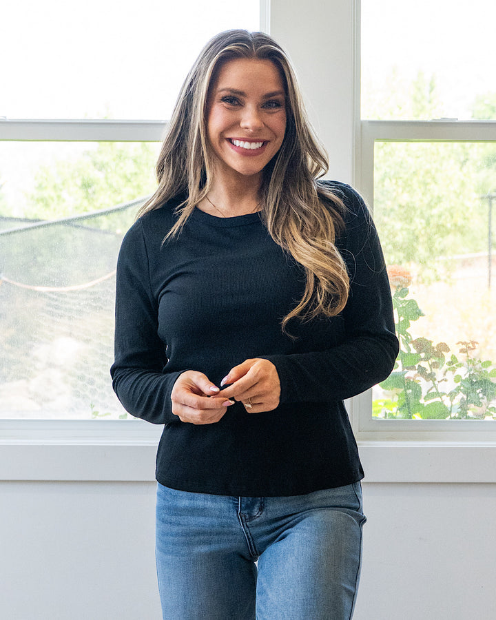 NEW! Sydney Micro Ribbed Top - Black