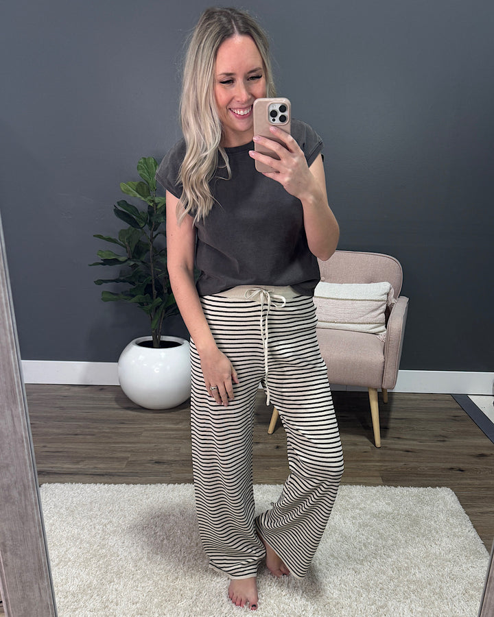 Rose Cap Sleeve Top - Charcoal Be Cool