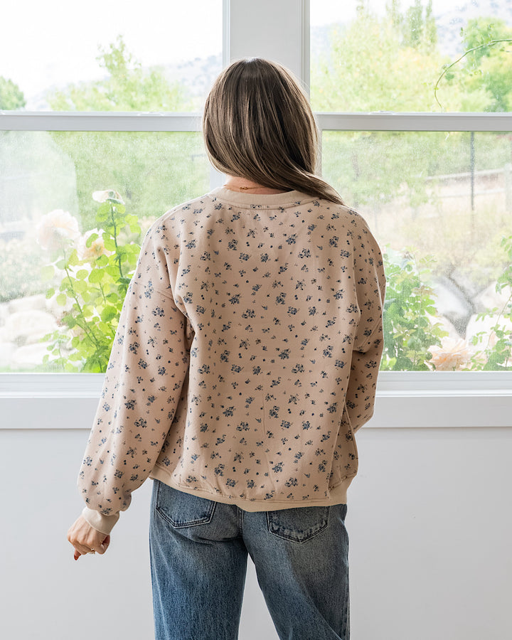 NEW! Ditsy Floral Boxy Sweatshirt - Khaki Multi Mine