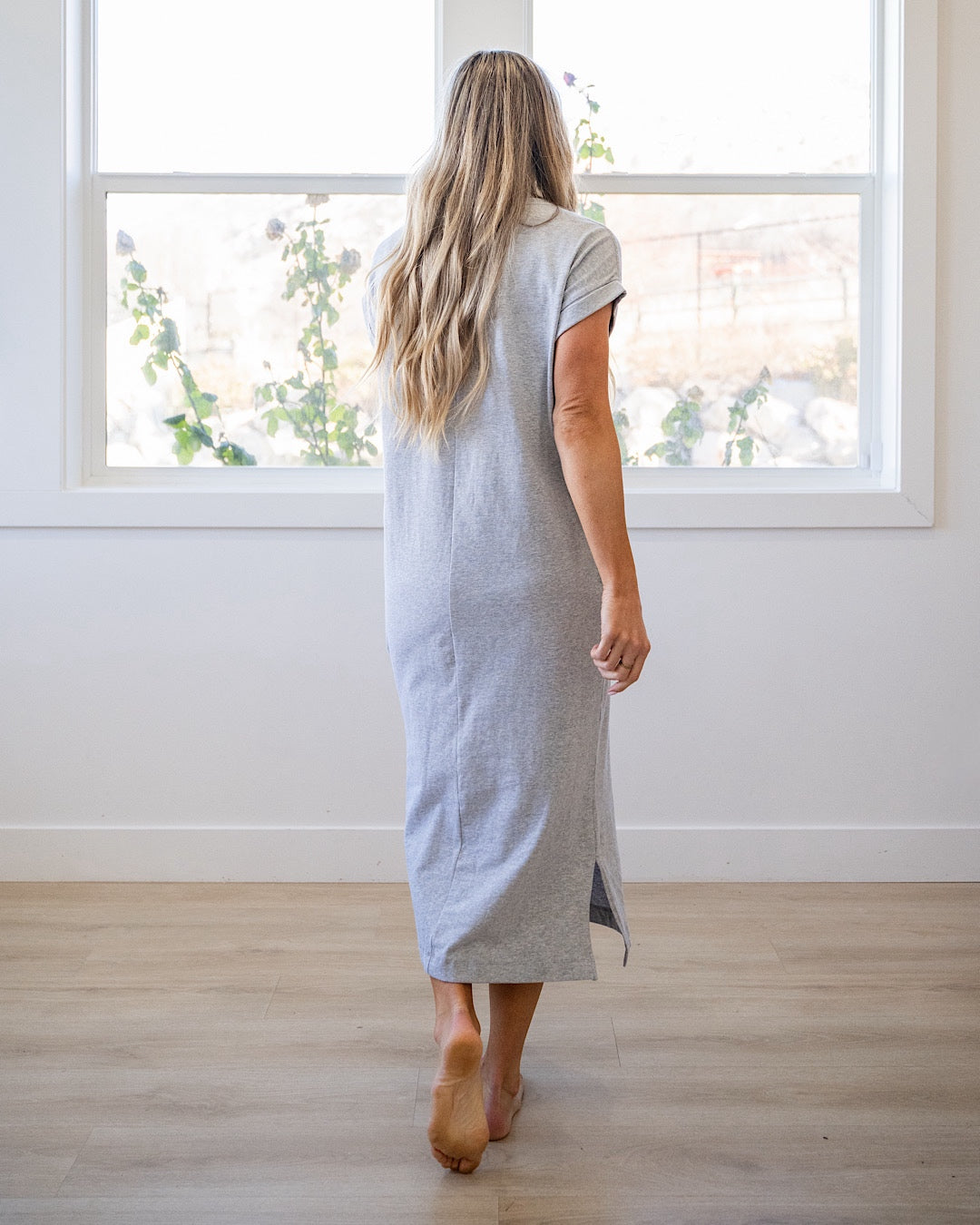 Haven Pocket Midi Dress - Heather Gray Zenana