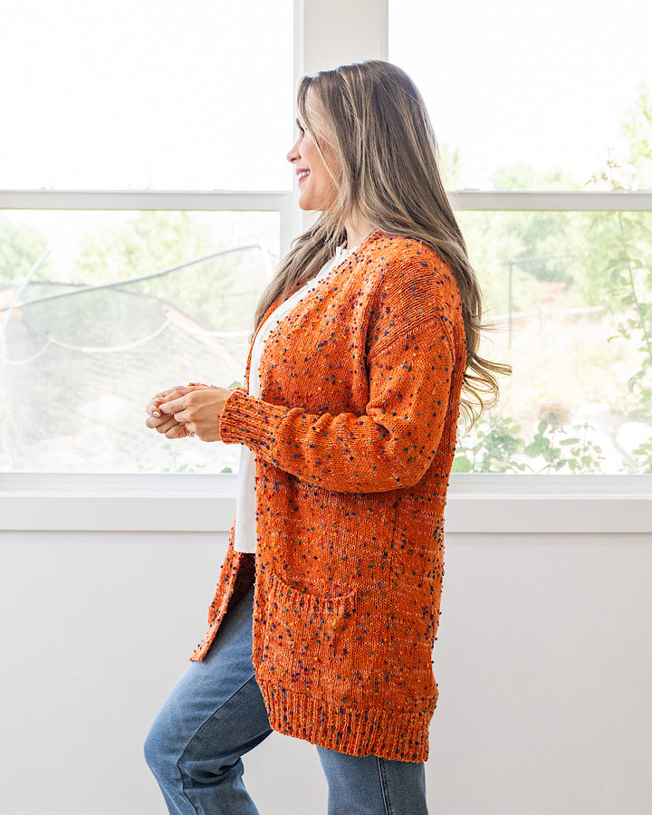 NEW! Carly Confetti Dot Cardigan - Pumpkin