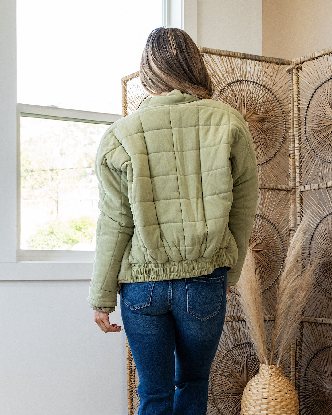 Quilted Puffer Jacket - Matcha Green Heyson