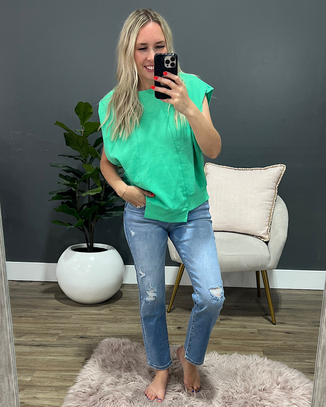 Adelle Short Sleeve Sweatshirt - Green FINAL SALE  Ces Femme   