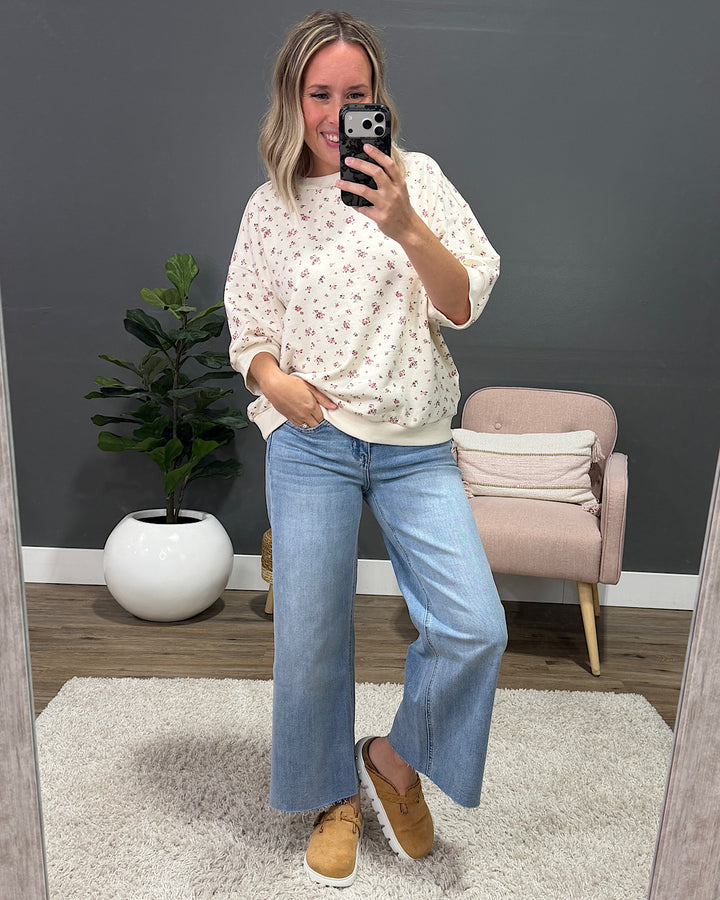 NEW! Tessa Floral Knit Top - Ivory Multi
