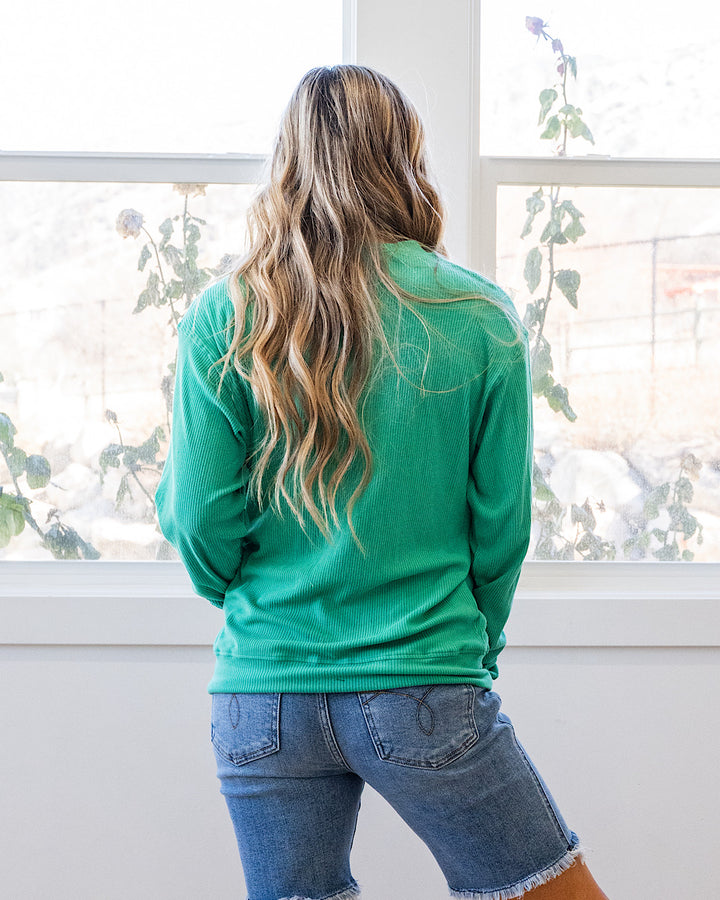 NEW! Mia Ribbed Crewneck Top - Emerald Michelle Mae
