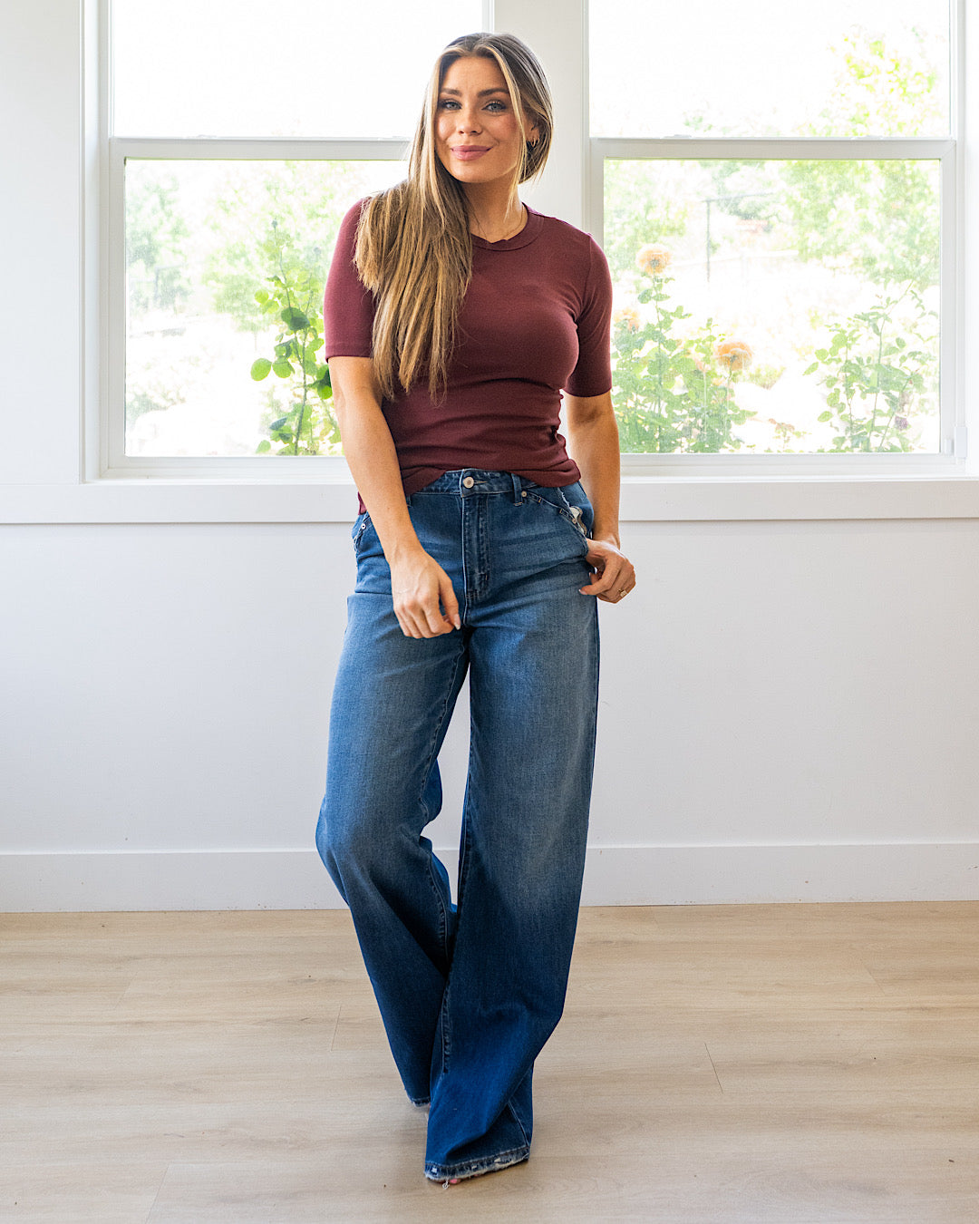 NEW! Lola Half Sleeve Knit Top - Wine
