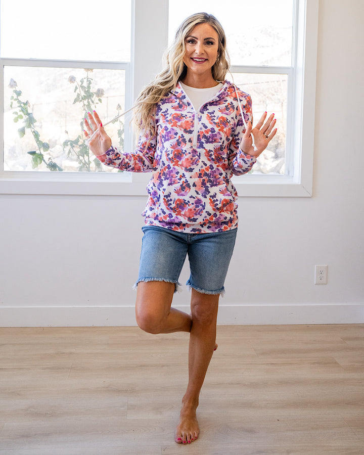 NEW! Lindsay Half Zip Hoodie - Purple Abstract