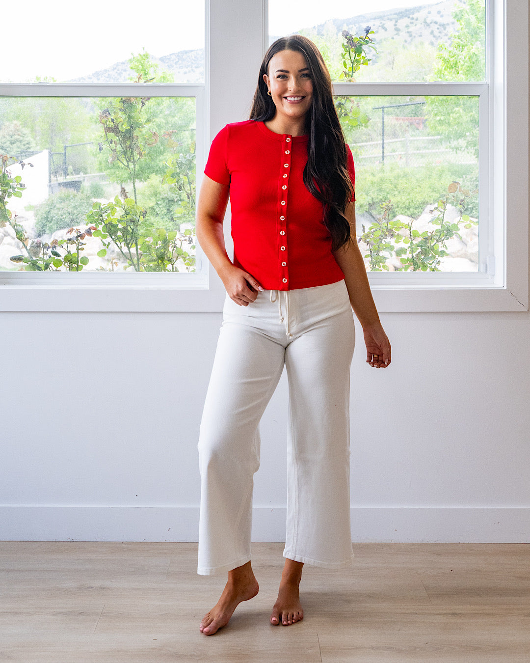 NEW! Ampersand Ave Button Front Lulu Top - Cherry Ampersand Ave