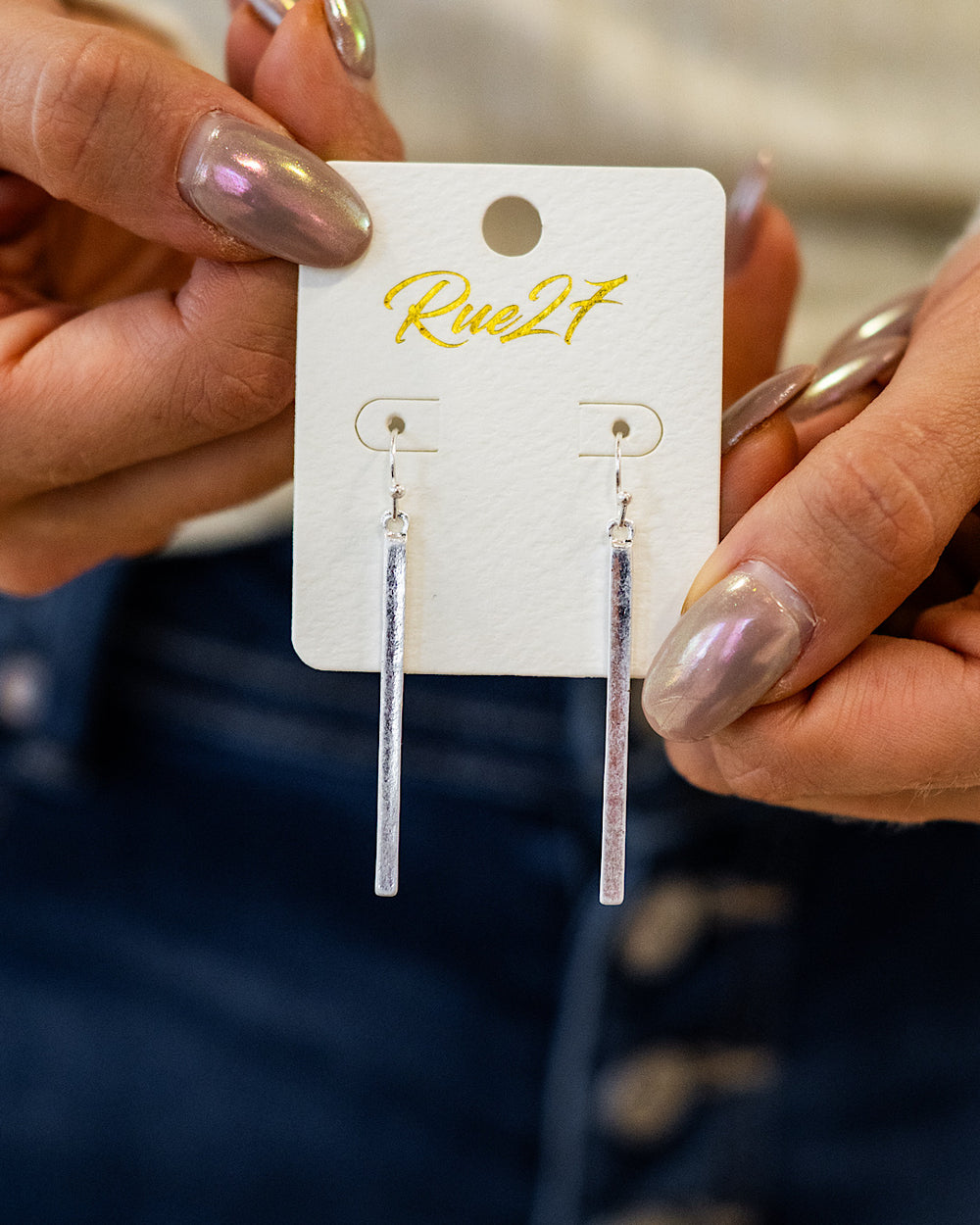 NEW! Silver Bar Earrings Trendy Wholesale