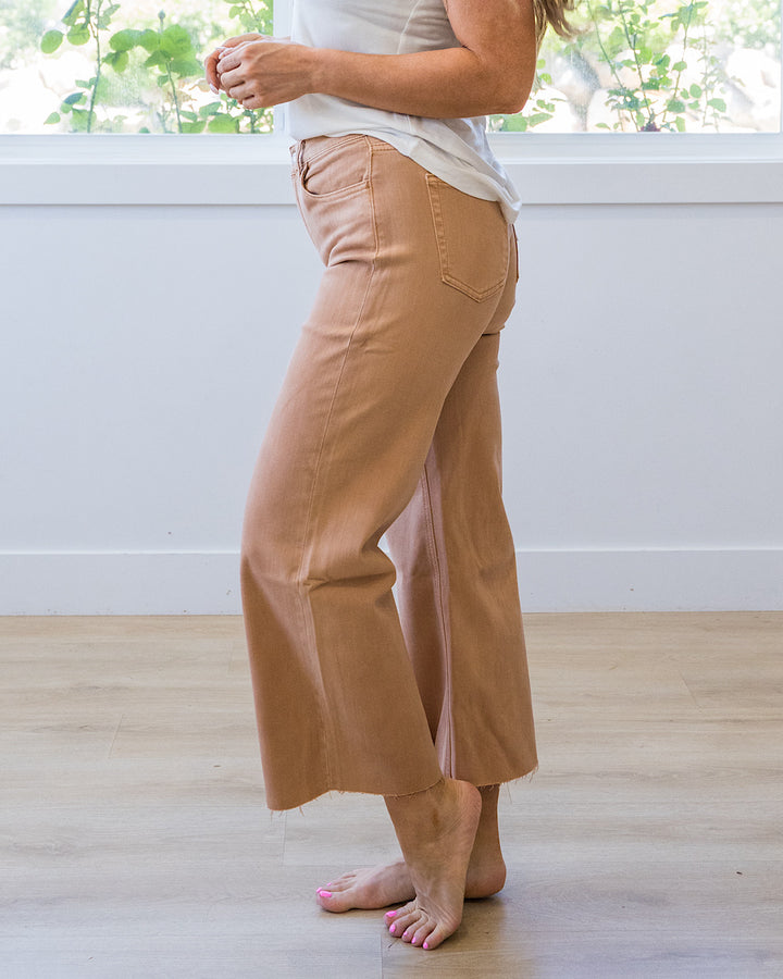 NEW! Vervet Skye Wide Leg Non Distressed Crop Jeans - Mocha