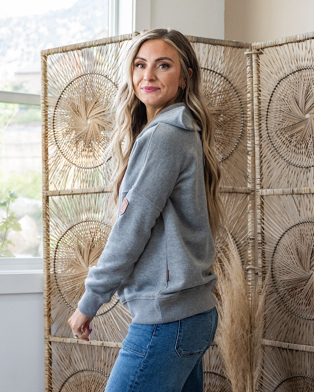 NEW! Wanakome Padma Half Zip Sweatshirt - Dark Heather Gray