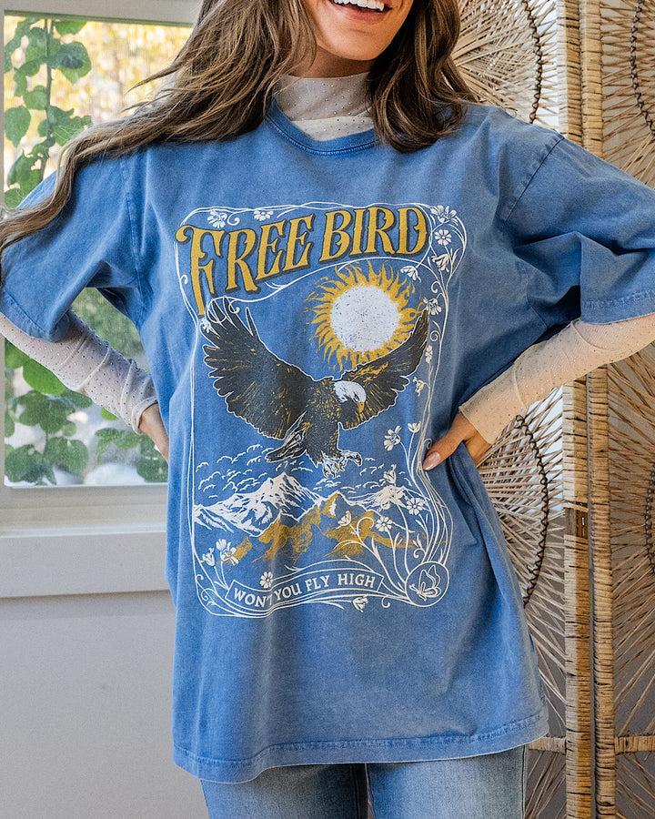 NEW! Puff Free Bird Blue Mineral Wash Tee Zutter