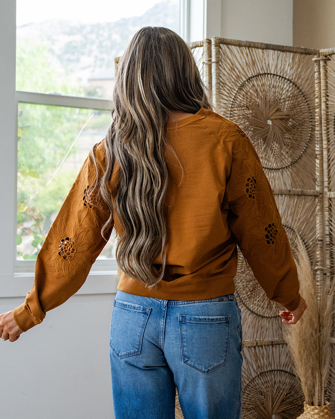 NEW! Iris Floral Embroidered Sleeve Top - Butterscotch PS Kate