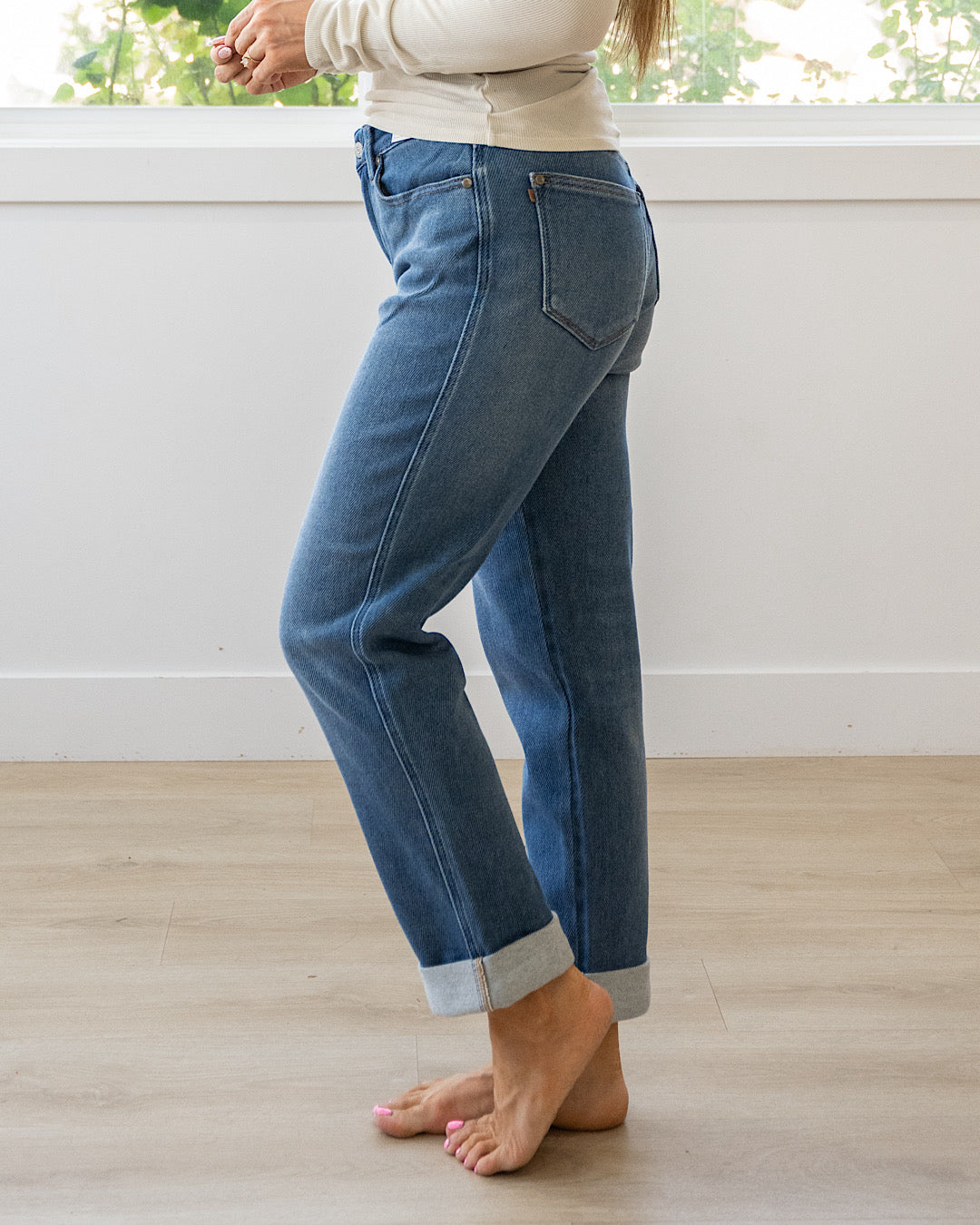 NEW! Judy Blue Corrine Roll Hem Boyfriend Jeans Judy Blue