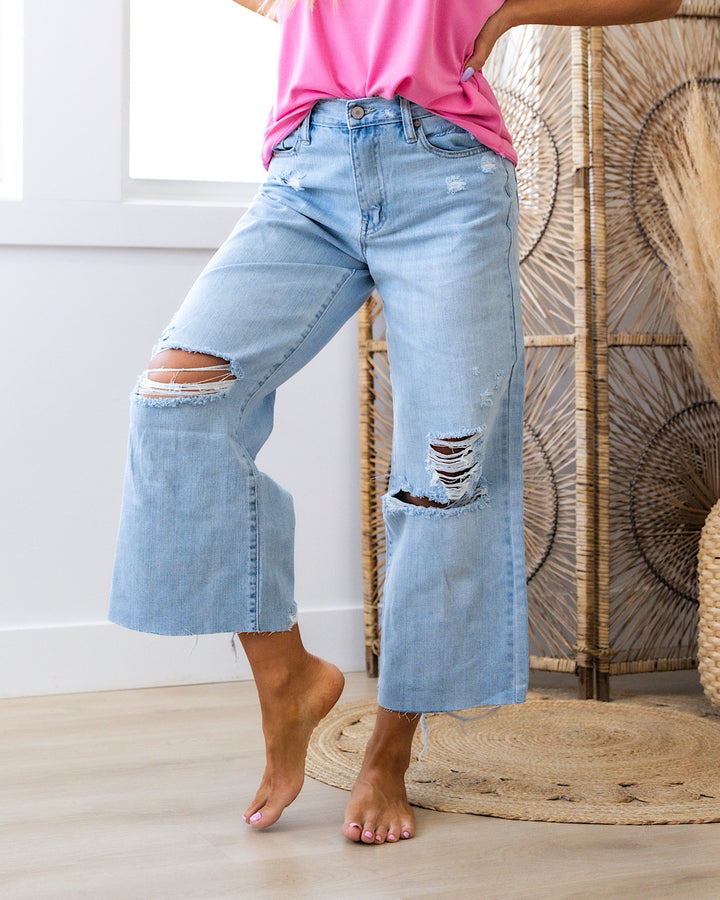 KanCan Olivia Distressed Wide Leg Jeans  KanCan   