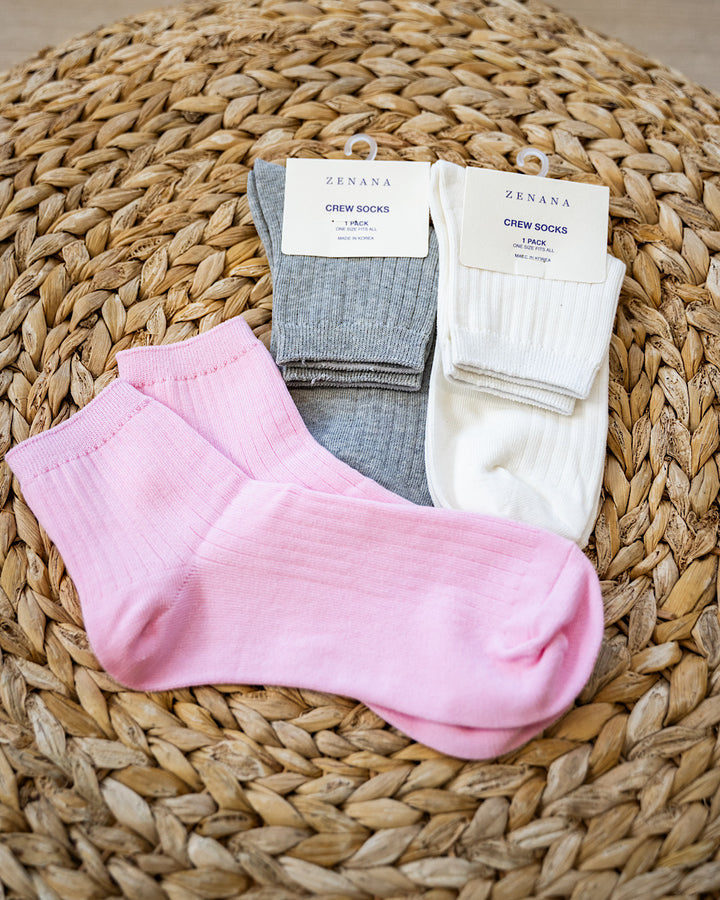 DOORBUSTER! Wide Ribbed Crew Socks - 3 Options