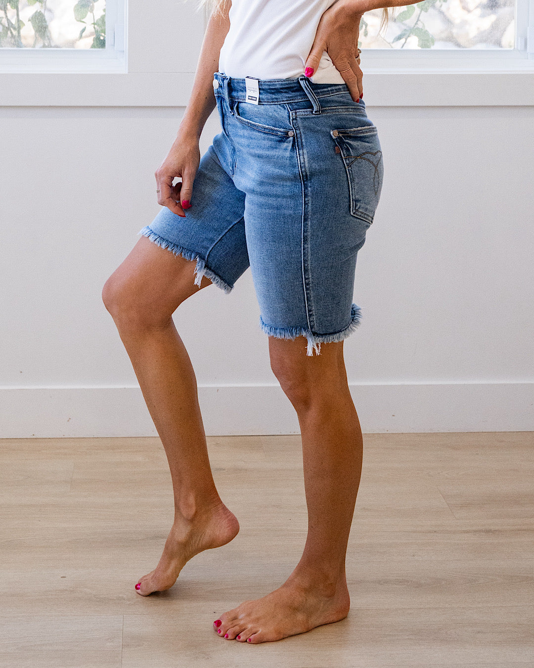 NEW! Judy Blue Britta Fray Hem Bermuda Shorts