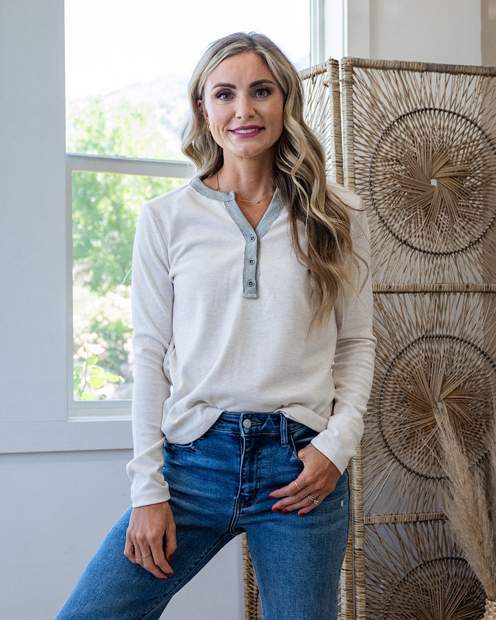 Whitney Brushed Henley Top - Color Options Available!