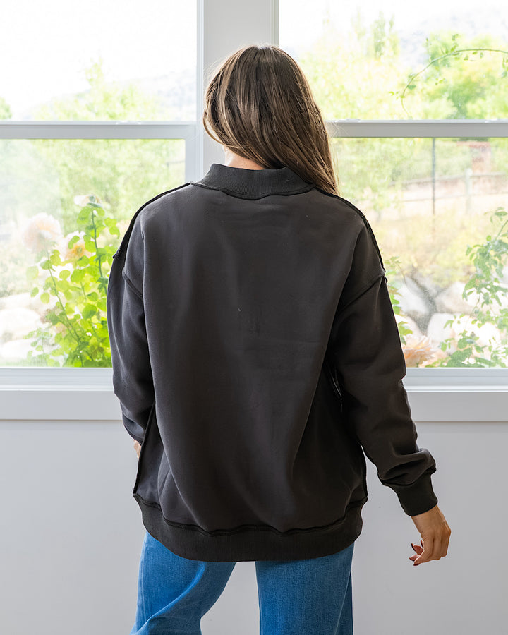 NEW! Game Day Reversible Mock Neck Sweatshirt - Muddy Gray