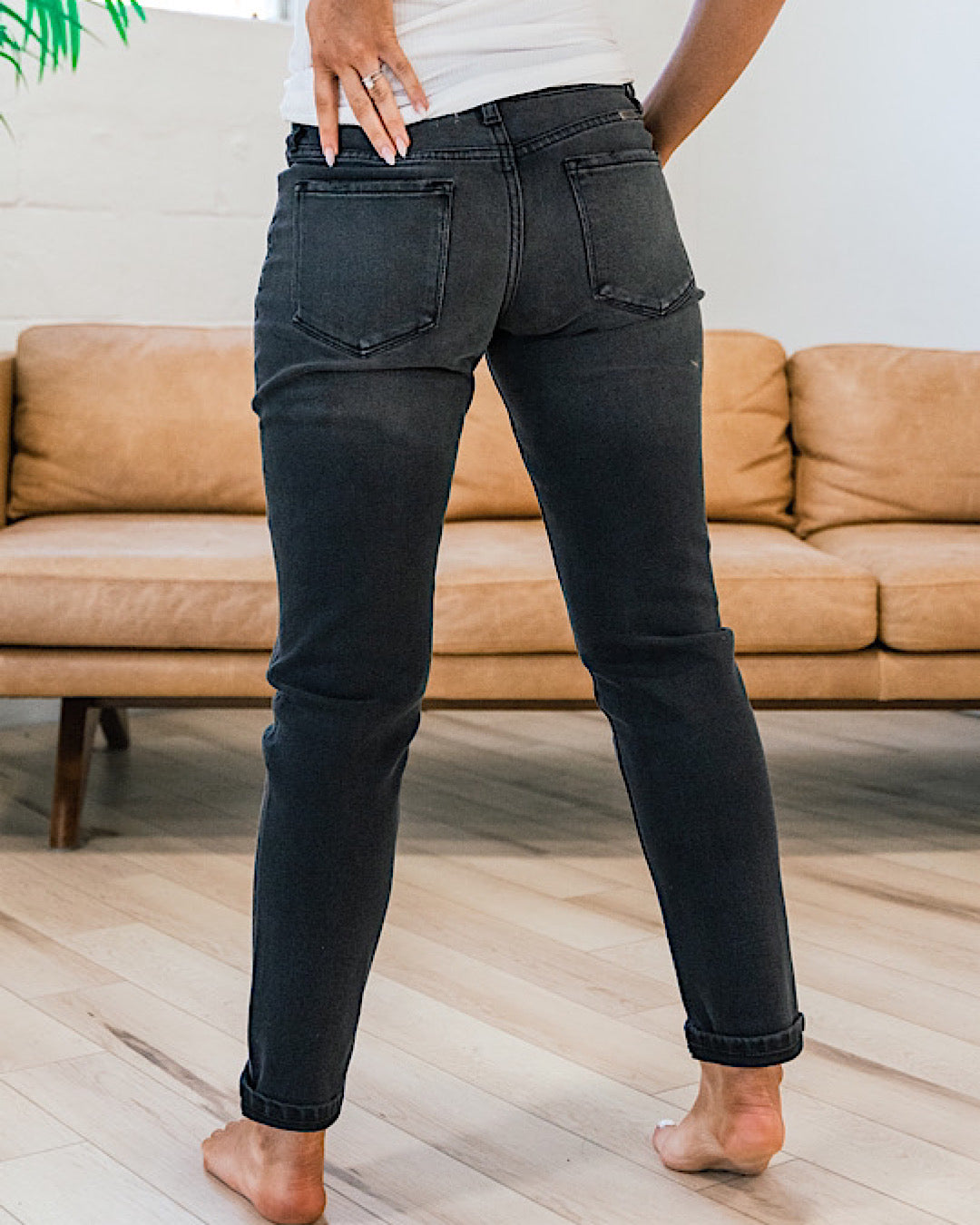 KanCan Lyla Faded Black Roll Hem Jeans  KanCan   