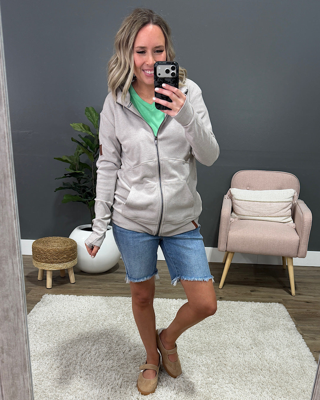 NEW! Ampersand Ave Performance Fleece FullZip Sweatshirt - Silver Sand Ampersand Ave