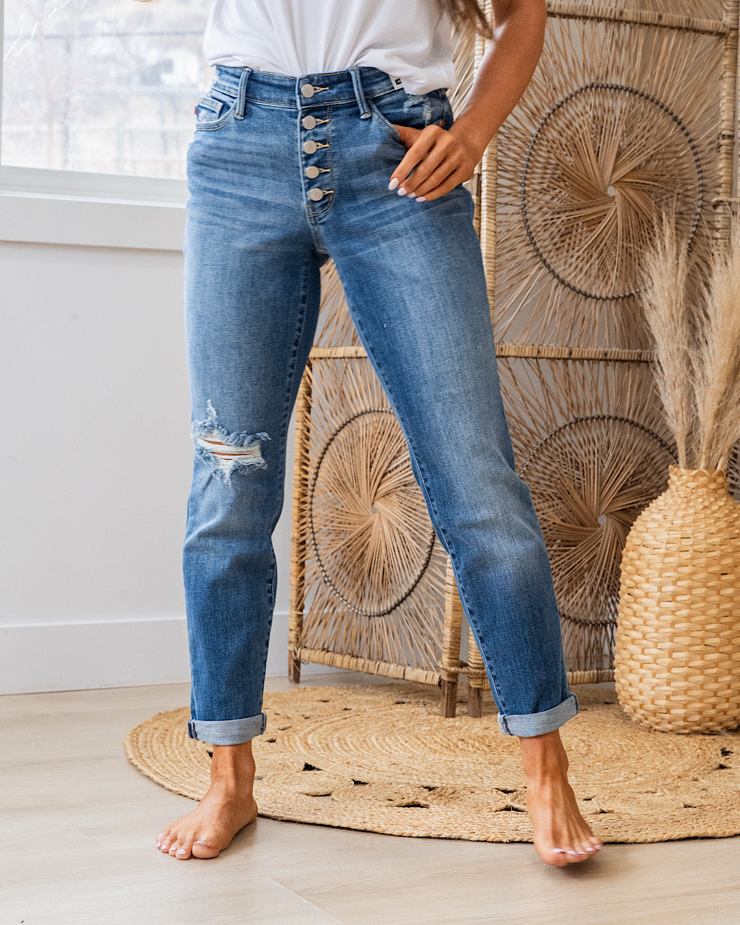 NEW! Judy Blue Jessie Button Up Boyfriend Jeans Judy Blue