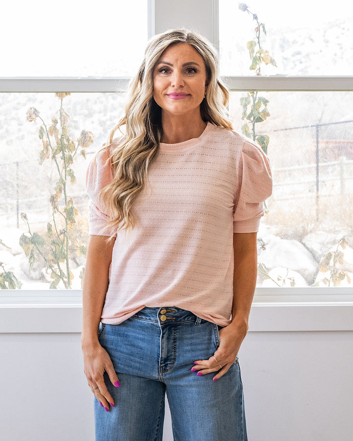 NEW! Vera Pointelle Puff Sleeve Top - Pink Lovely Melody