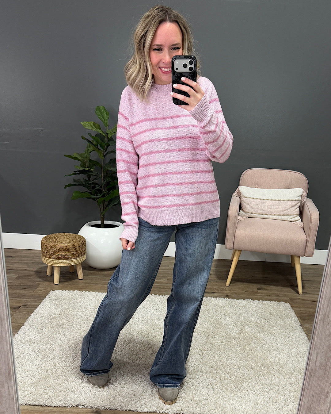 NEW! Angelina Striped Sweater - Pink