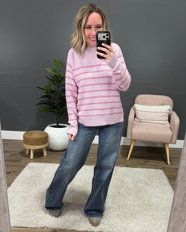NEW! Angelina Striped Sweater - Pink