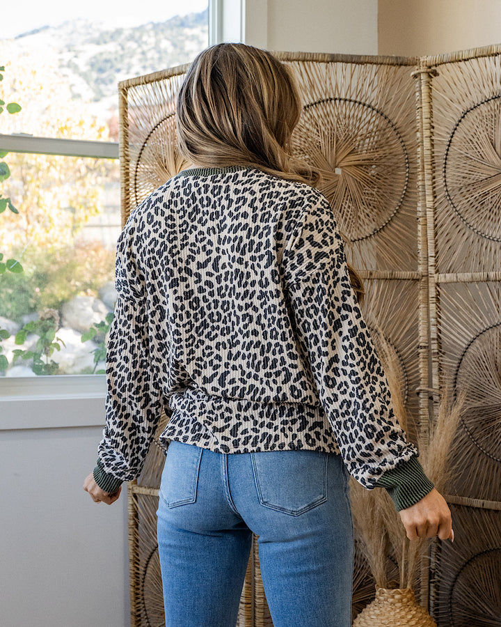 NEW! Jacey Leopard Corded Top - Olive 7th Ray