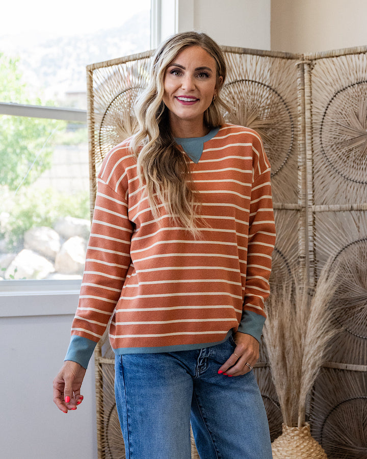 Charlotte Contrast Striped Sweater - Color Options Available!