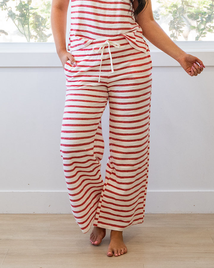 Abby Striped Textured Knit Pants - Color Options Available! Mine Red