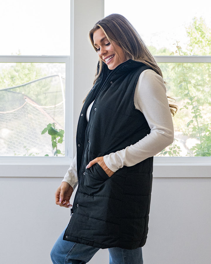 NEW! Harlow Long Vest - Black