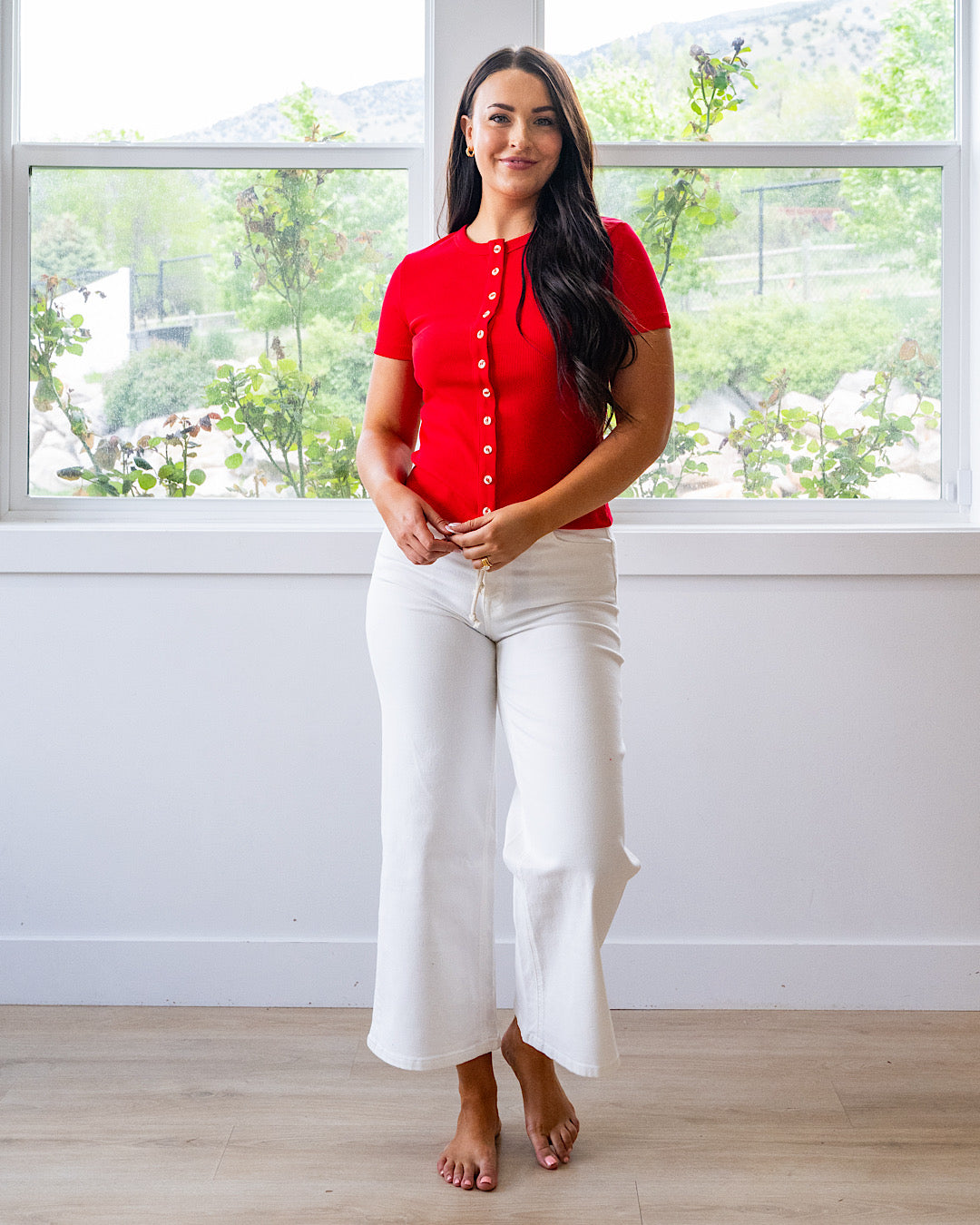 NEW! Ampersand Ave Button Front Lulu Top - Cherry Ampersand Ave
