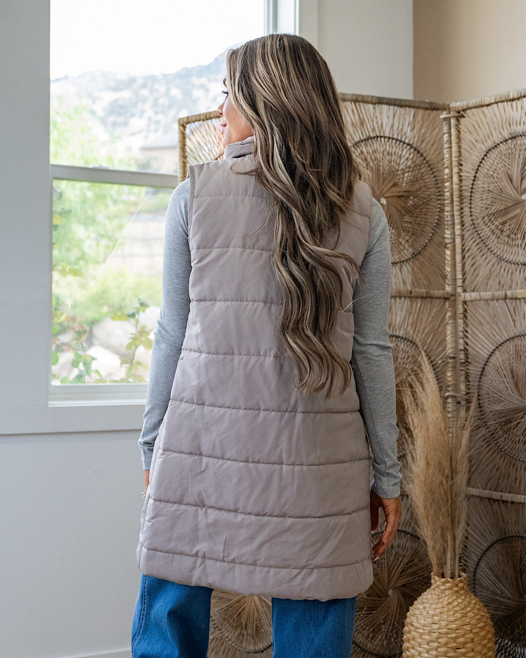 NEW! Harlow Long Vest - Latte Michelle Mae