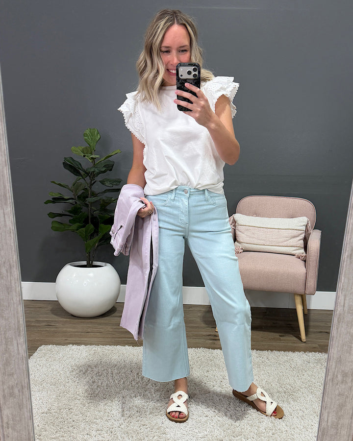 NEW! Vervet Skye Wide Leg Non Distressed Crop Jeans - Lavender