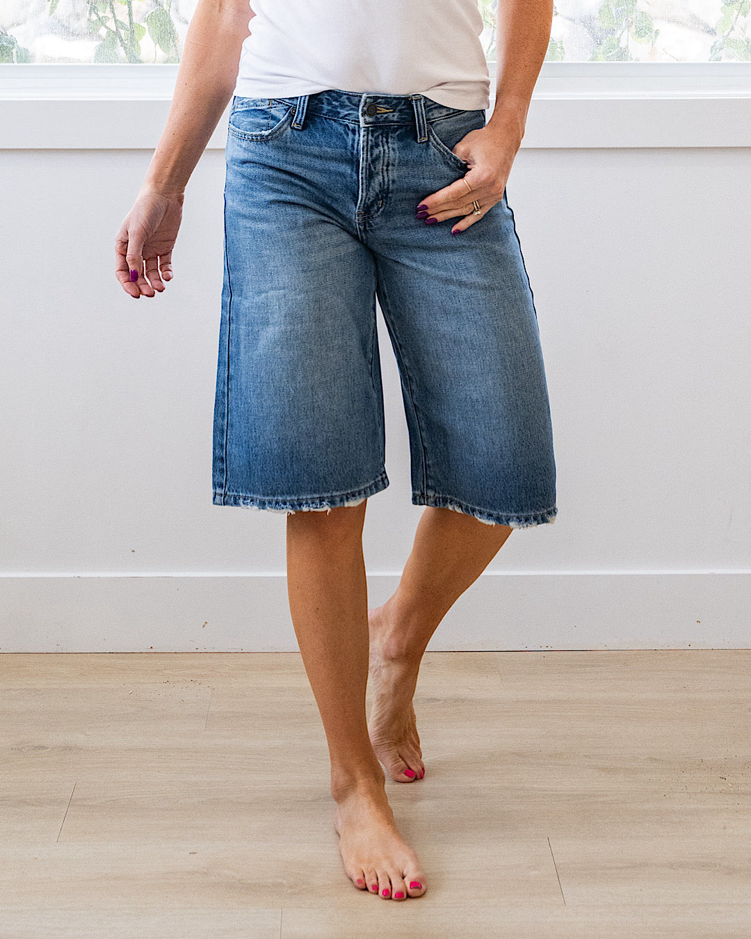NEW! KanCan Penelope Slung Baggy Jean Shorts KanCan