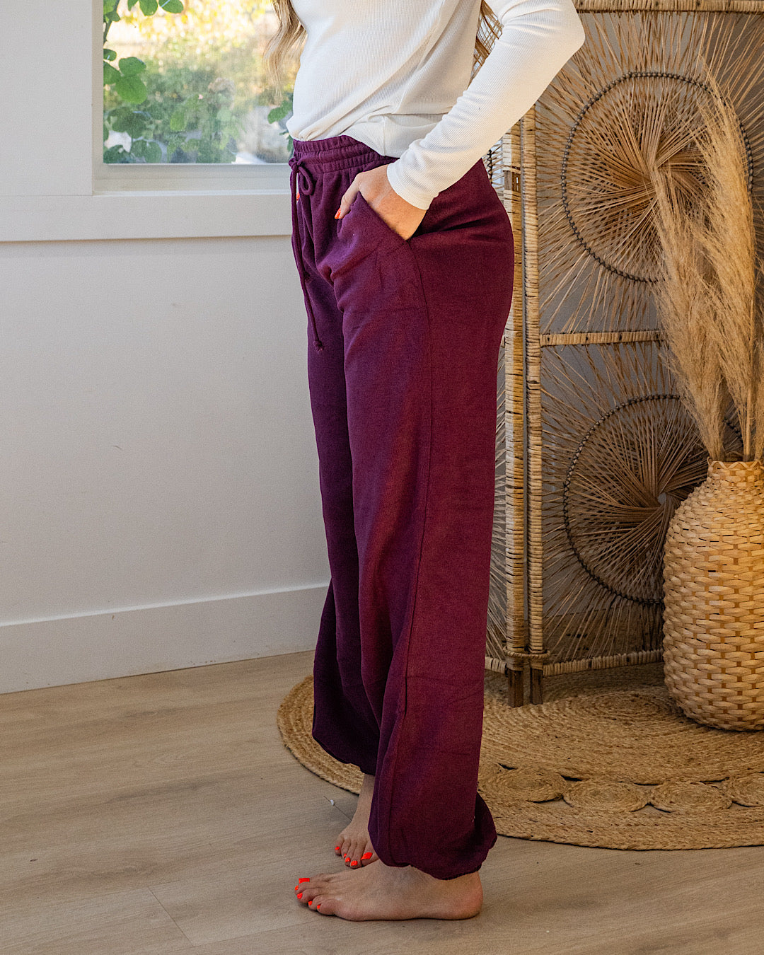 NEW! Allison Knit Joggers - Dark Cherry