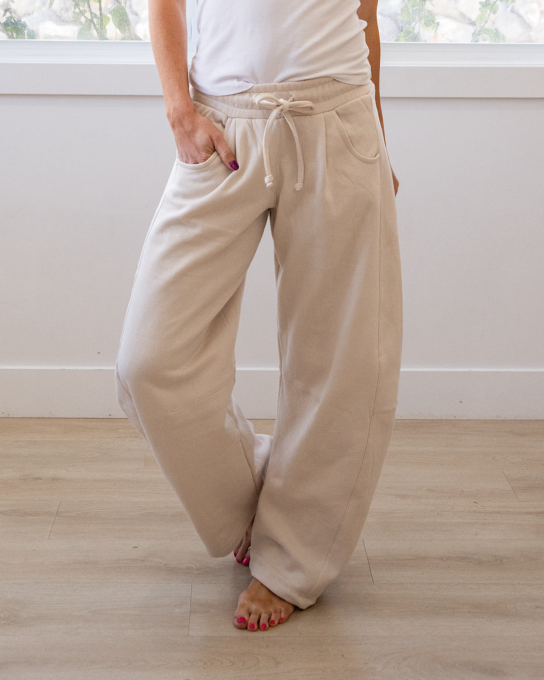 Micael Barrel Leg Lounge Pants - Color Options Available! Reflex Beige