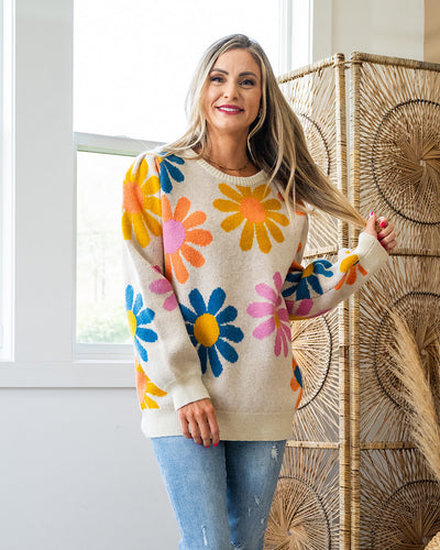 Bright Daisy Sweater - Taupe  First Love   