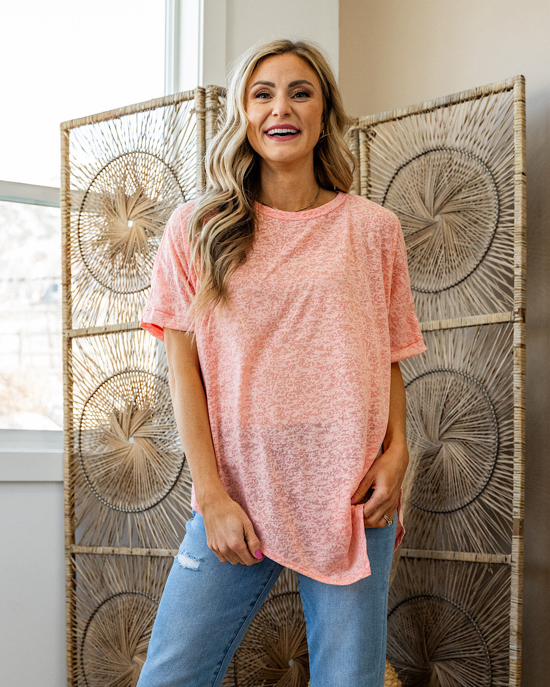 Laura Asymmetrical Top - Coral Heimish
