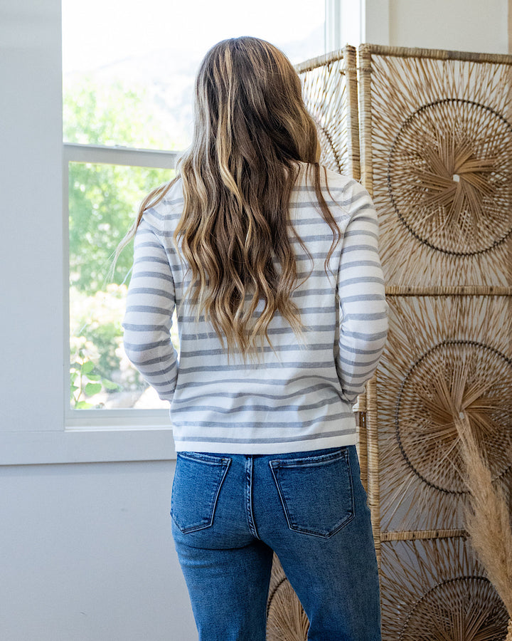 NEW! Maren Striped Sweater - Ivory & Heather Gray PS Kate