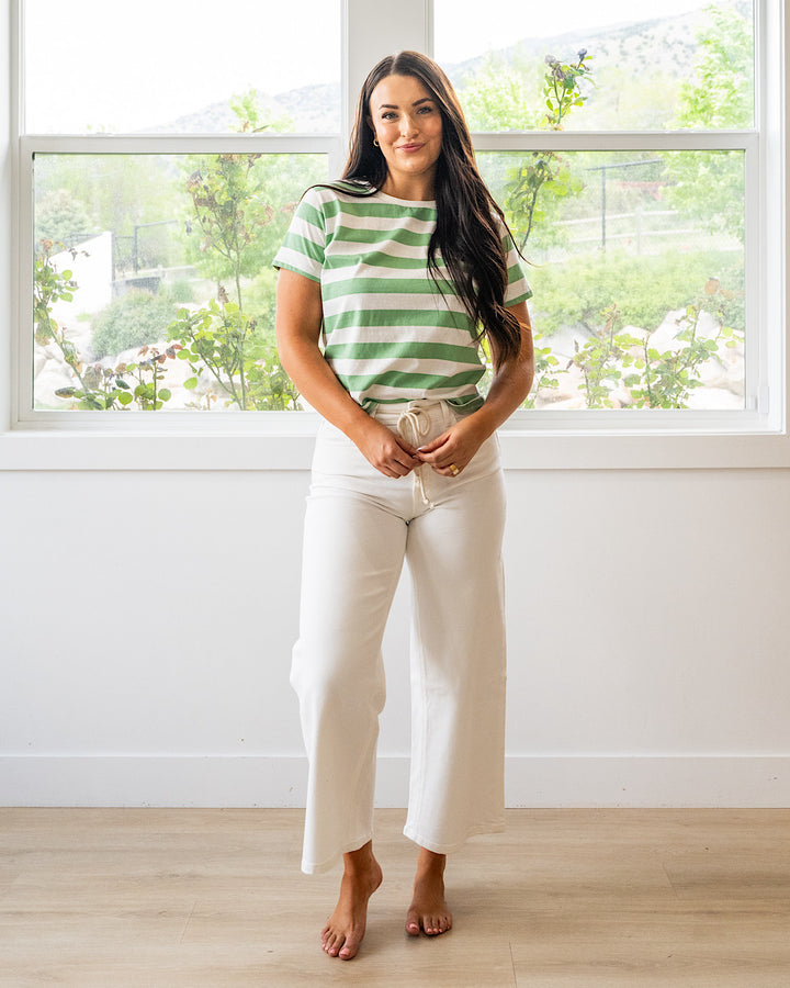 NEW! Briana Striped Knit Top - Green & White