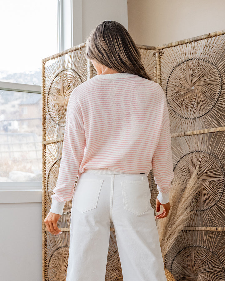 NEW! Lindi Striped Fine Knit Sweater - Peachy Pink Be Cool