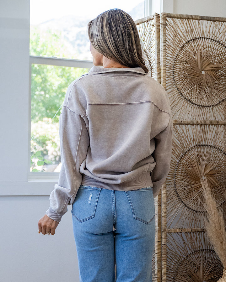 NEW! The Crush Fleece Half Zip Pullover - Ash Mocha Zenana
