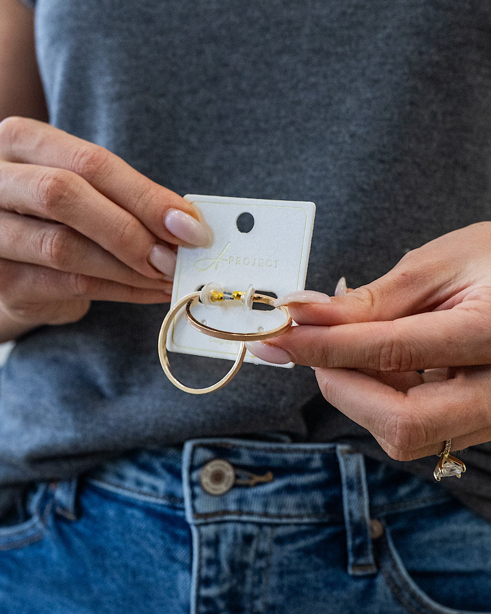 Color Filled Open Hoop Earrings - Light Peach Trendy Wholesale