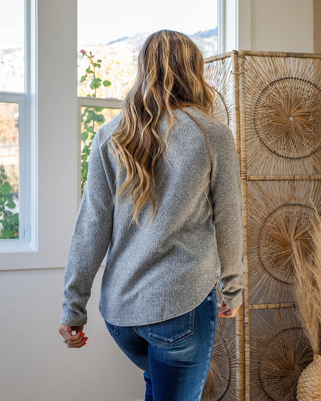 NEW! Julia Waffle Brushed Knit Top - Heather Gray Hyfve