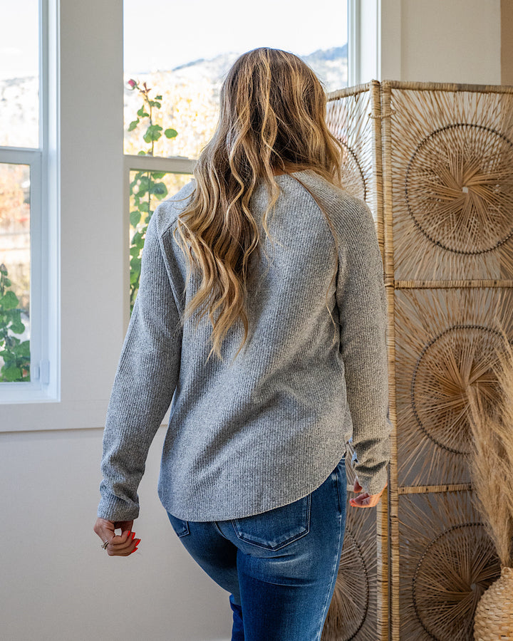 NEW! Julia Waffle Brushed Knit Top - Heather Gray Hyfve