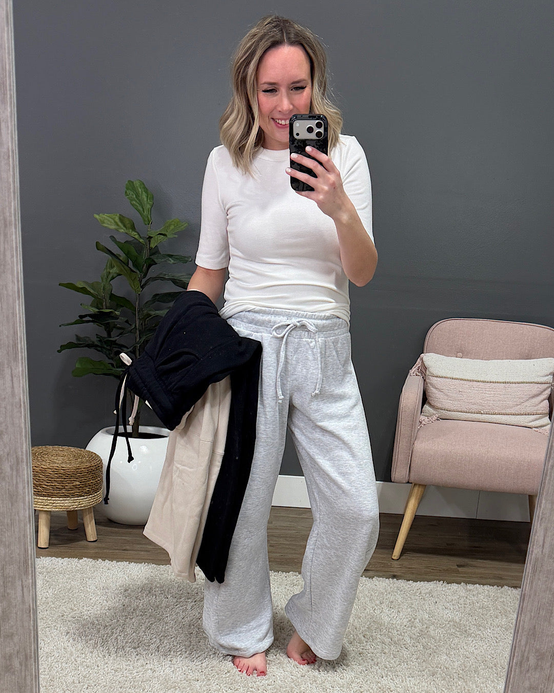 NEW! Micael Barrel Leg Lounge Pants - Ice Gray Reflex