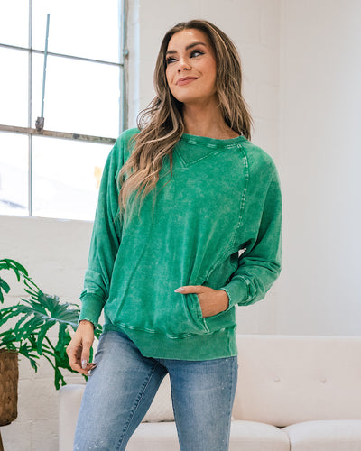 Girlfriend Crewneck Sweatshirt - Ash Kelly Green  Zenana   